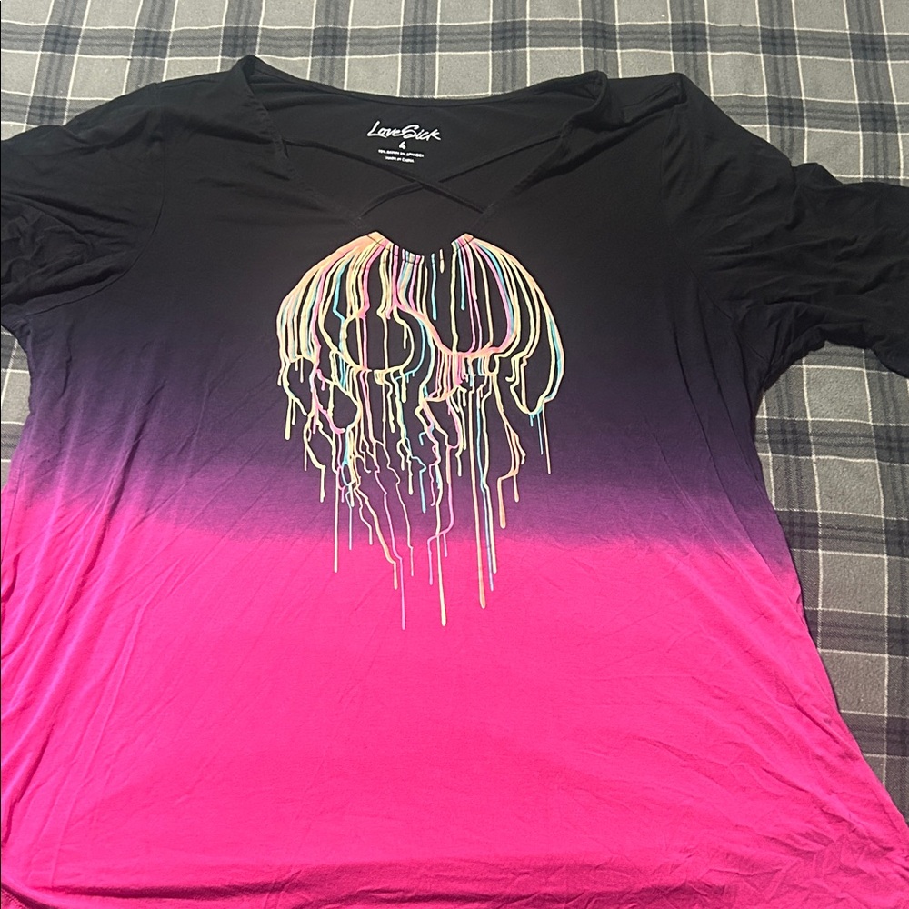 Lovesick Black and Pink Short Sleeve Tee